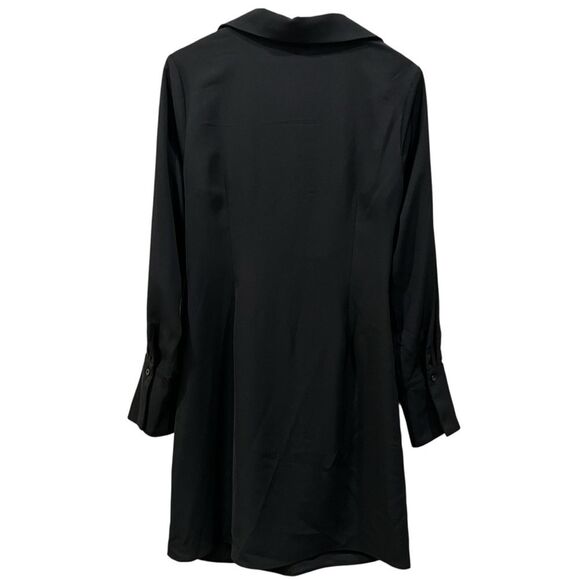 Gracia Twist Front Shirt Dress Black Long Sleeve Collared Side Zip Pockets L NWT - Picture 9 of 14